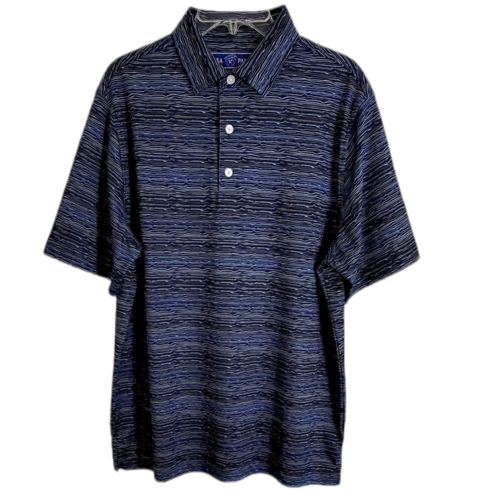 USA Palm Pique‎ Stretch Polo Night Tide Short Sleeve Shirt  L
